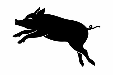 black and white pig silhouette, pig vector illustration, pig silhouette, animal silhouette isolated vector Illustration, png, pig  icon, cartoon pig
