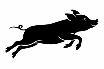 black and white pig silhouette, pig vector illustration, pig silhouette, animal silhouette isolated vector Illustration, png, pig  icon, cartoon pig
