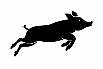 black and white pig silhouette, pig vector illustration, pig silhouette, animal silhouette isolated vector Illustration, png, pig  icon, cartoon pig
