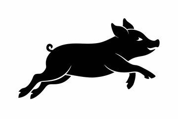 black and white pig silhouette, pig vector illustration, pig silhouette, animal silhouette isolated vector Illustration, png, pig  icon, cartoon pig
