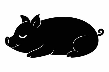 black and white pig silhouette, pig vector illustration, pig silhouette, animal silhouette isolated vector Illustration, png, pig  icon, cartoon pig
