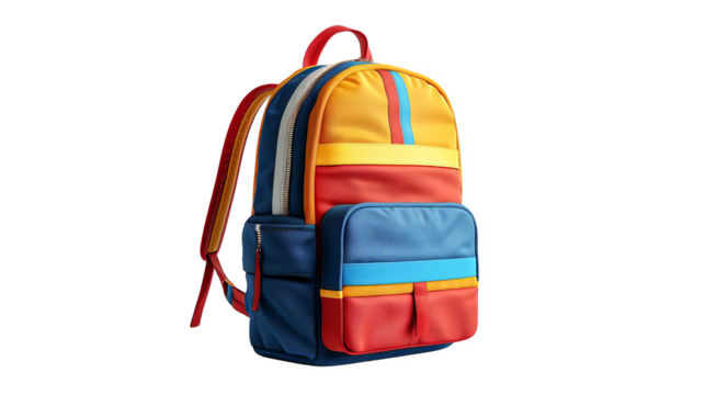 Vibrant and stylish multi-colored backpack with ample storage and durable construction. Perfect for school, travel, and daily use.