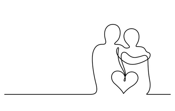 recommend clip art: couple romance lean together love romance concept one line drawing