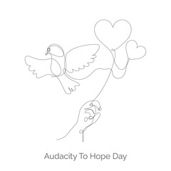 Audacity To Hope Day continuous line drawing concept design. June 4. Vector, illustration.