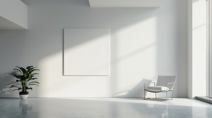 Fototapeta premium blank wall mockup in interior design living room, minimalistic scandinavian style interior, modern interior, empty wall mockup, blank canvas