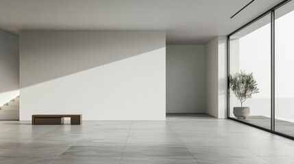 interior design with empty wall, cozy modern interior, living room, scandinavian