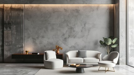 interior design with empty wall, cozy modern interior, living room, scandinavian