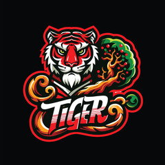 tiger head , tiger face, Angry Tiger head logo design