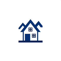 Blue House Icon: Minimalist Home Symbol Isolated on Transparent Background