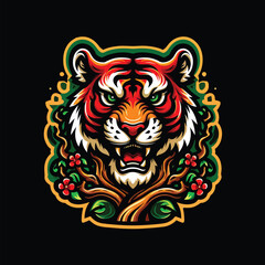 tiger head , tiger face, Angry Tiger head logo design