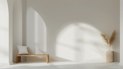 Obraz premium light interior design with empty wall and copy space for wall art mockup, minimalistic, modern, scandinavian