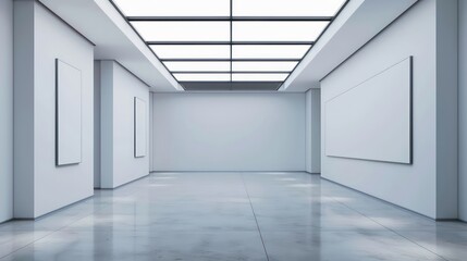 Obraz premium light interior design with empty wall and copy space for wall art mockup, minimalistic, modern, scandinavian