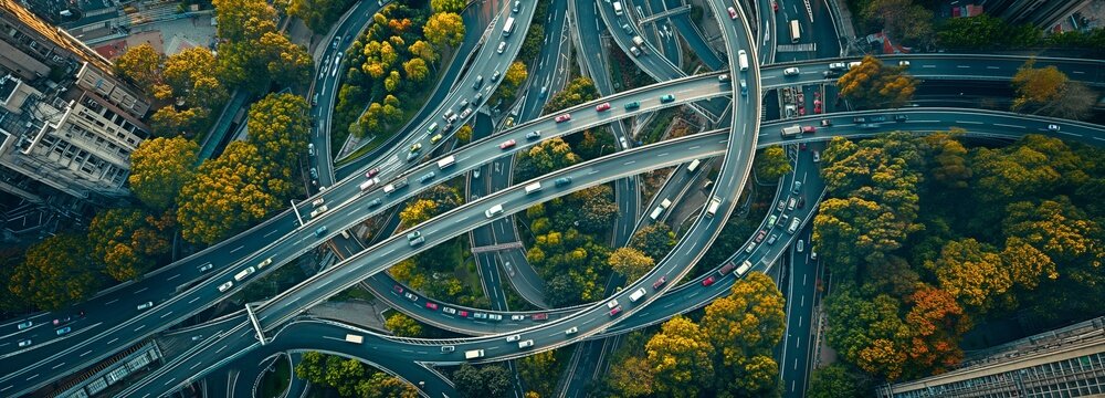 overhead image of a highway in a contemporary community.
