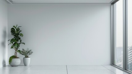 cool light interior design, minimalistic modern scandinavian style, empty wall, blank canvas, mockup template, copy space