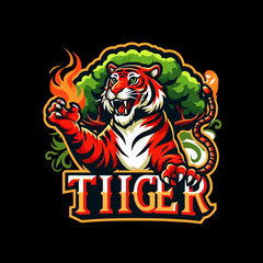 tiger head , tiger face, Angry Tiger head logo design