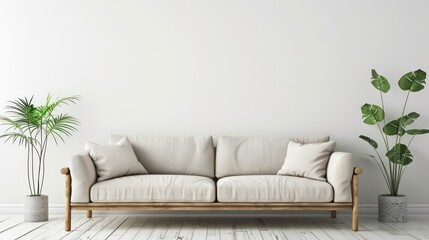 cool light interior design, minimalistic modern scandinavian style, empty wall, blank canvas, mockup template, copy space