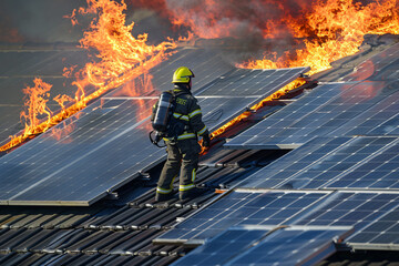 Firefighter: solar panels on fire