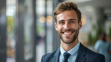 Fototapeta premium Driven ambitious business specialist with determined focused smile