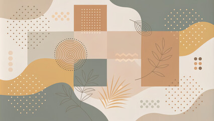 abstract background in warm colors, beige, gold, wallpaper, pattern, backdrop, geometric shapes, design, space for text, banner, blank, brown, texture, ornament, flat illustration, cartoon