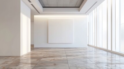 Obraz premium scandinavian interior, minimalistic interior with empty wall, copy space, blank canvas on wall for wall art, mockup template