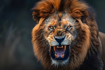 Big strong angry lion