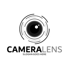 photography camera lens logo vector minimalist illustration design