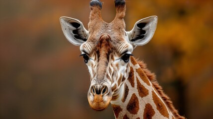 Obraz premium A close-up photo of a giraffes head and neck