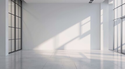 Fototapeta premium modern industrial interior design space, empty wall for copy space, blank canvas on wall in minimalistic interior, scandinavian interior