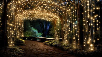 Obraz premium waterfall string of lights graphic