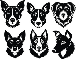 Dog head vector silhouette illustration