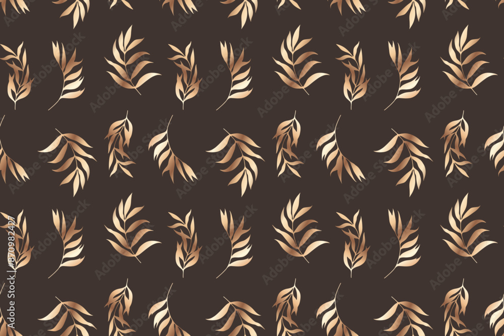 Poster luxury vector seamless pattern with golden branches and leaves. pattern for textiles, wrapping paper