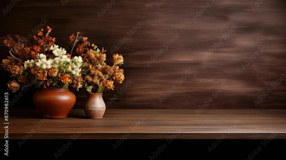 Wall mural fresh brown background wood table