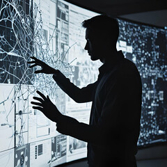 person drawing a map of world