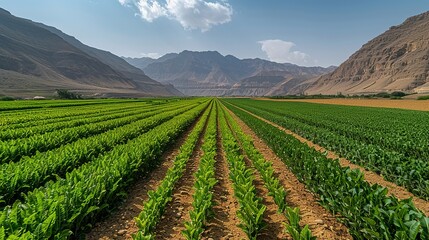 Realistic photo of a desert landscape slowly encroaching on a farmland, depicting the advance of desertification due to climate change. , Minimalism,
