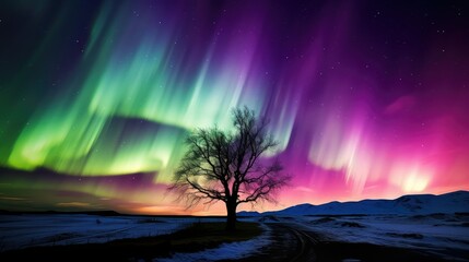 green light night sky