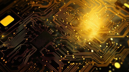 binary tech background yellow