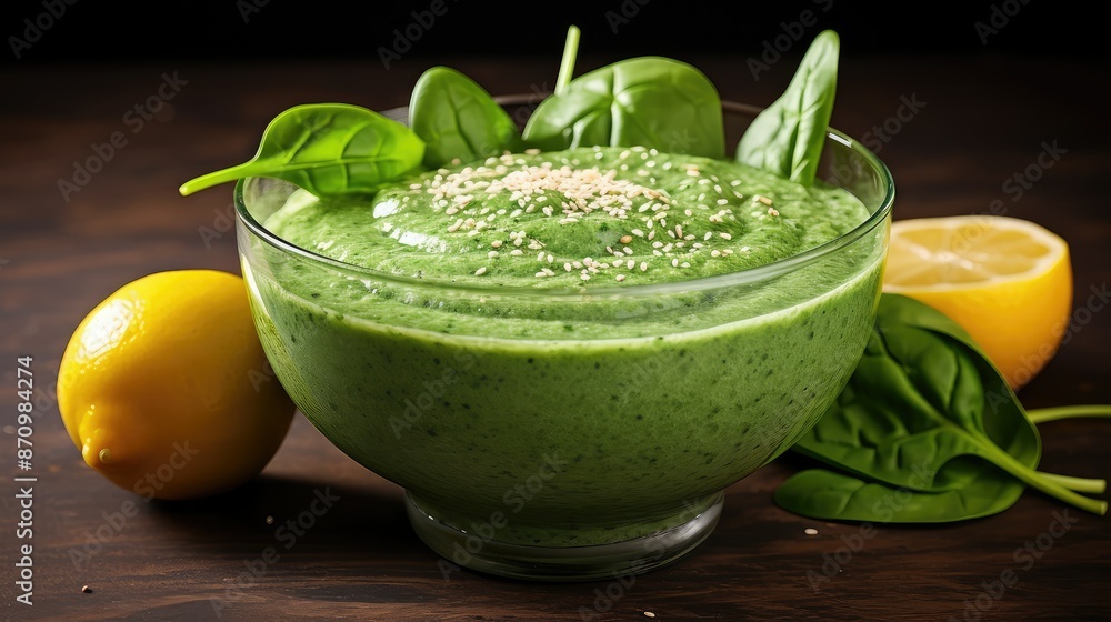 Poster nutritious bowl spinach green