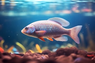 Colorful fish swimming in an aquarium underwater