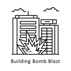 Building Bomb Blast vector  outline Design illustration. Symbol on White background EPS 10 File
