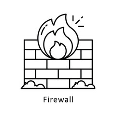 Firewall vector  outline Design illustration. Symbol on White background EPS 10 File