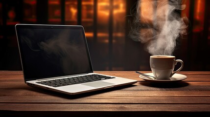 Fototapeta premium cup coffee and technology