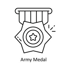 Army Medal vector  outline Design illustration. Symbol on White background EPS 10 File