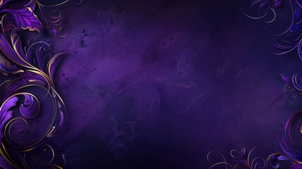 Elegant, intricate purple and gold abstract digital background design