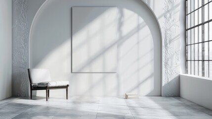 modern interior design with empty canvas on wall copy space for wall art