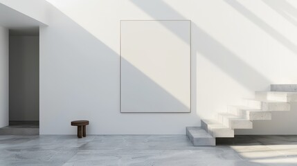 Fototapeta premium modern interior design with empty canvas on wall copy space for wall art