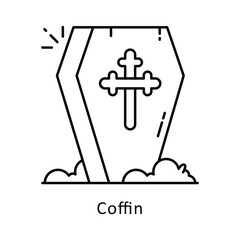 Coffin vector  outline Design illustration. Symbol on White background EPS 10 File