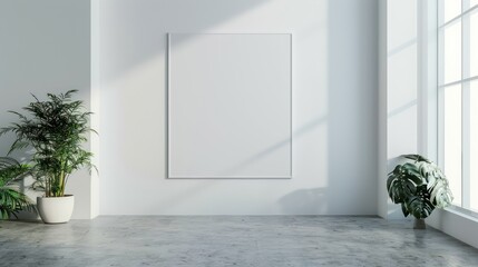 modern interior design with empty canvas on wall copy space for wall art