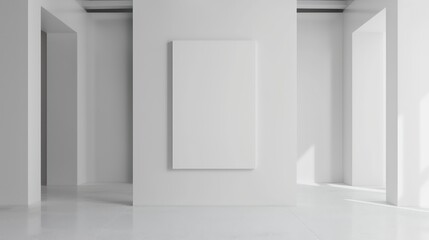 empty wall with blank canvas for wall art mockup template, copy space, product concepts. interior design