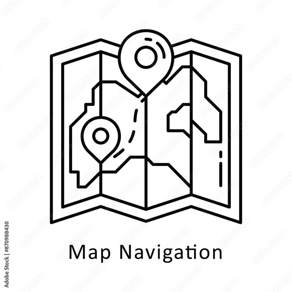 Poster map navigation vector outline design illustration. symbol on white background eps 10 file