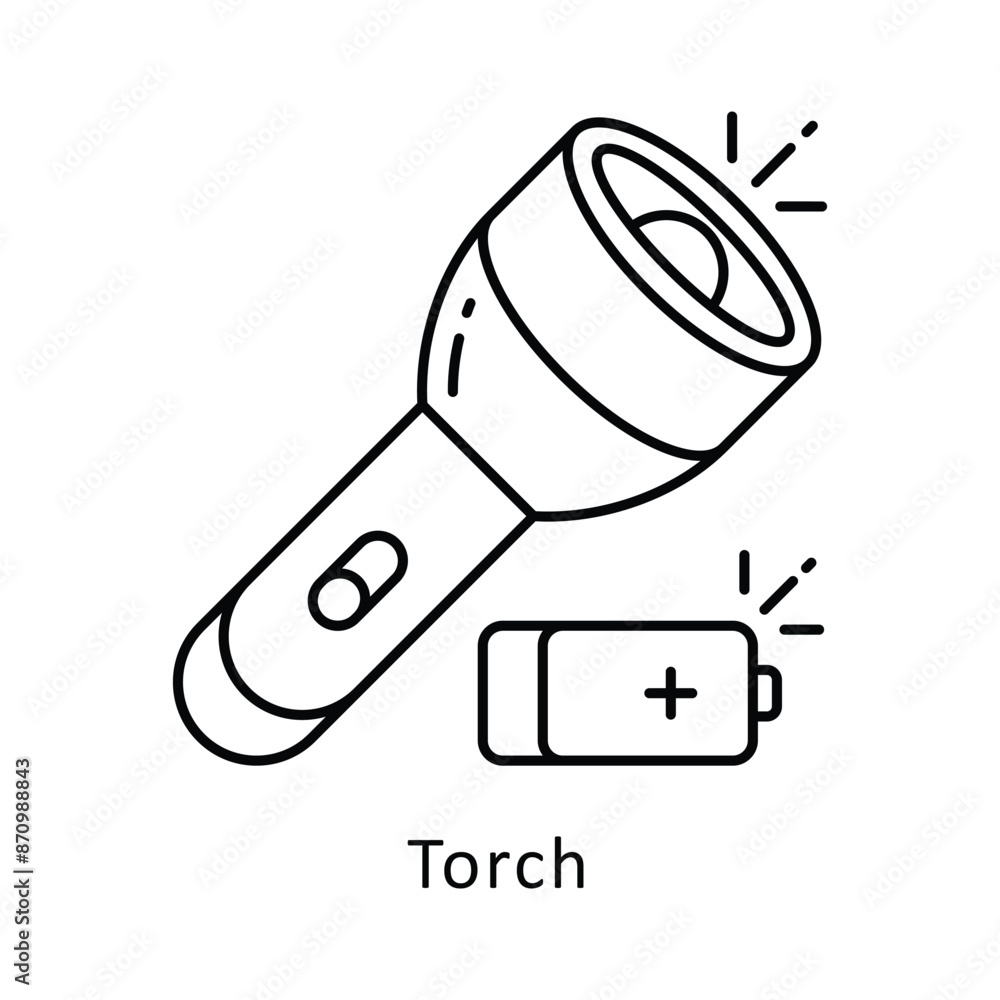Poster torch vector outline design illustration. symbol on white background eps 10 file